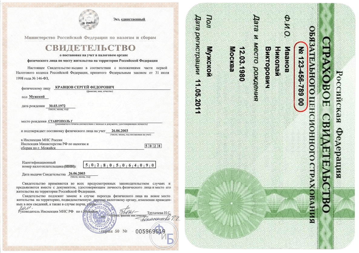 Снилс, ИНН для открытия ИП/ООО |  taxilicenzya.ru